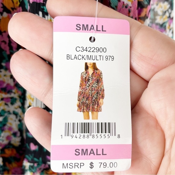 VINCE CAMUTO Ladies Multicolored Three Tier Black Mini Dress Size Small - Picture 11 of 13